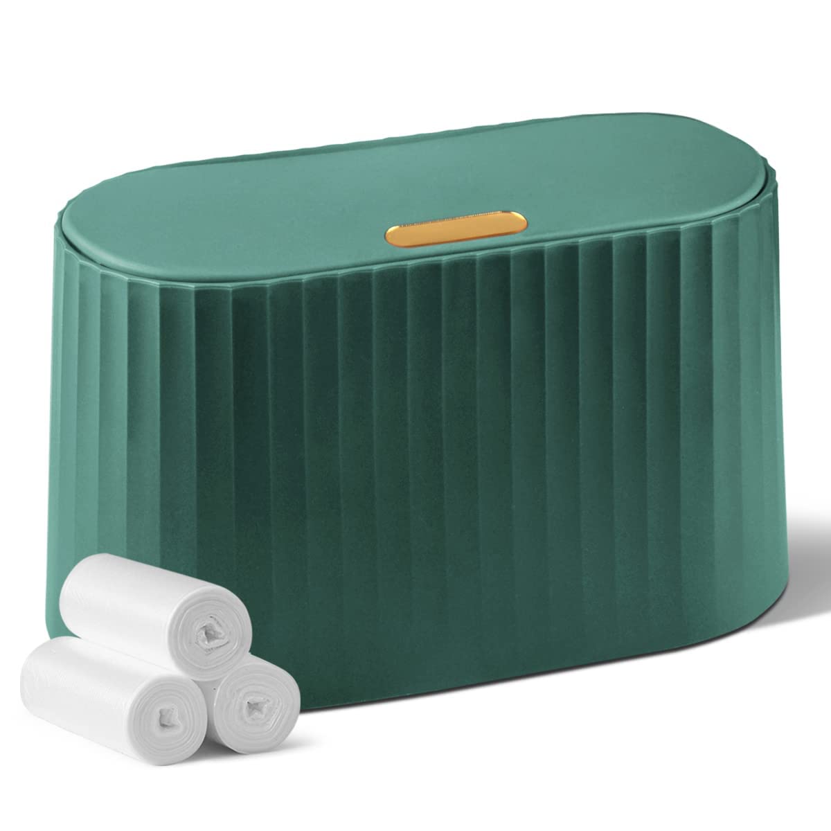 GILIF Mini Desktop Trash Can with Lid, Tiny Press Type Garbage Can with 90pcs Trash Bags for Countertop Waste