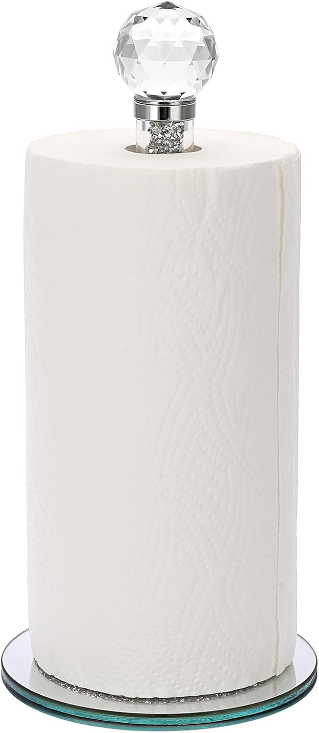 Sumnacon Countertop Countertop Paper Towel Holder,Crystal Free Standing Paper Towel Roll Holder for Bathroom Bling