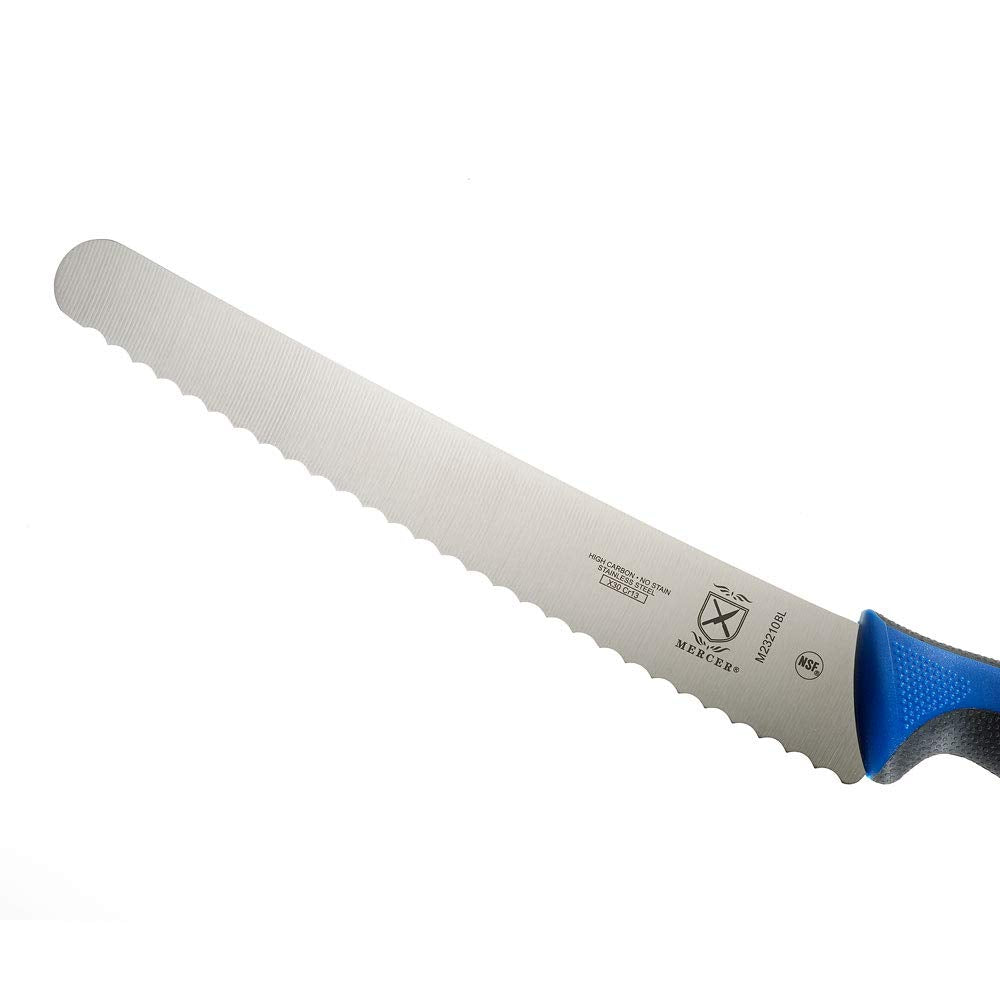 Mercer Culinary Millennia Colors Bread Knife, 10-Inch Wavy Edge Wide, Blue