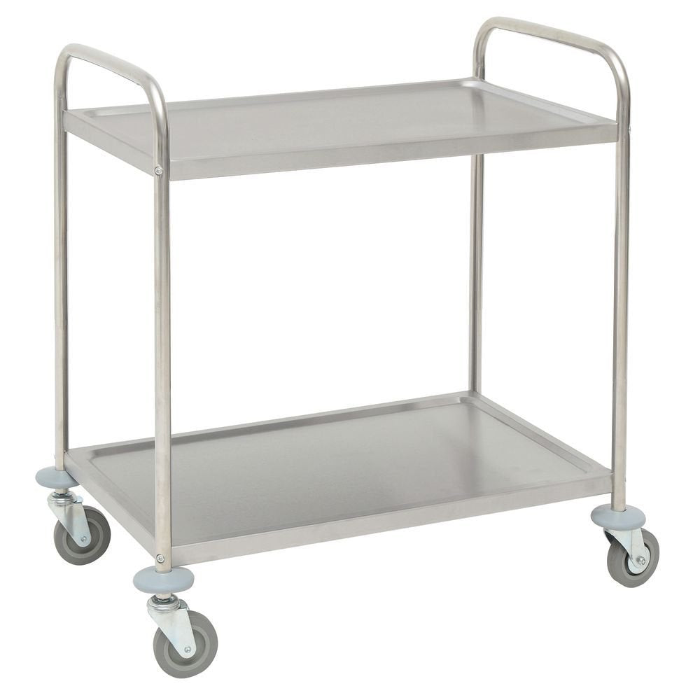 HUBERT Trolley Cart Stainless Steel 2 -Shelf - 31 9/10" L x 17 9/10" W x 33 5/8" H