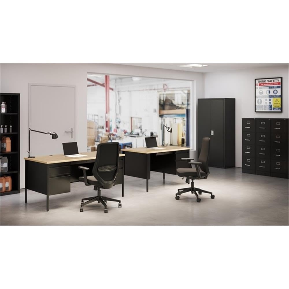 Pemberly Row 4 Drawers 52" Vertical Black Metal Filing Cabinet Lockable Pre-Assembled Stationary Letter Size for Home, Office