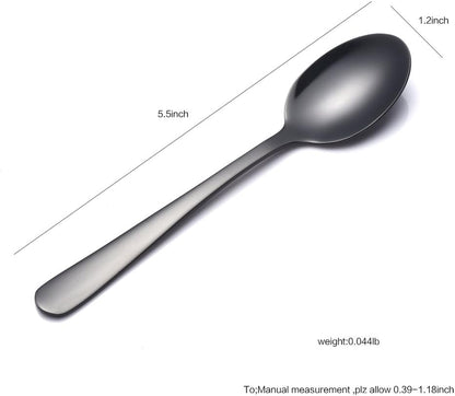 Buyer Star 12 Pieces Black Teaspoons - 5.5-Inch Mini Coffee Stainless Steel Espresso Spoons