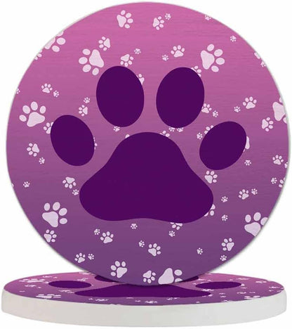 Pznen 2 Pack Accessories,Set 2 Big Dog Paw Coasters for Drinks Little Animal Puppy Cat Kitten Paws Print Design