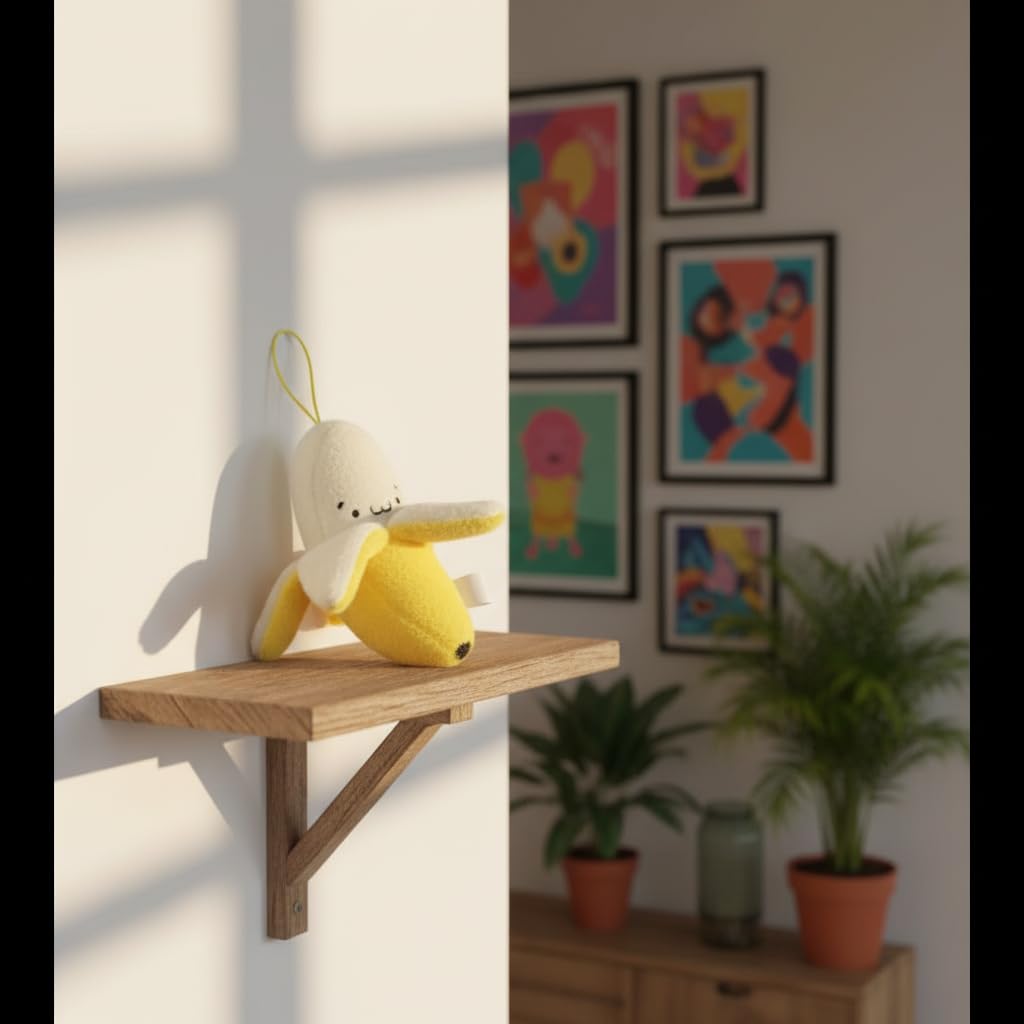 Junfamilee Yellow Peeling Banana Decoration, Birthday Gift PP Cotton Peeling Banana Shape Plush Pendant for Decoration