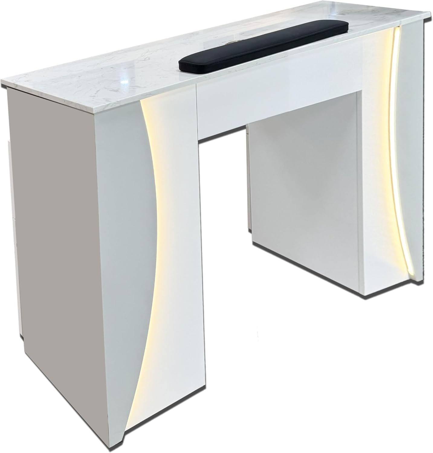 Venus Manicure Table Fan and Chair Set – Modern LED Nail Station Desk with Technician & Customer Chair, Ergonomic Design, Black & White Finish (Grey, Grey)