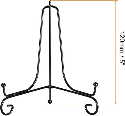 uxcell Plate Stand for Display, 5 Inch 2Pcs Iron Decorative Holder for Photo Frame, Black