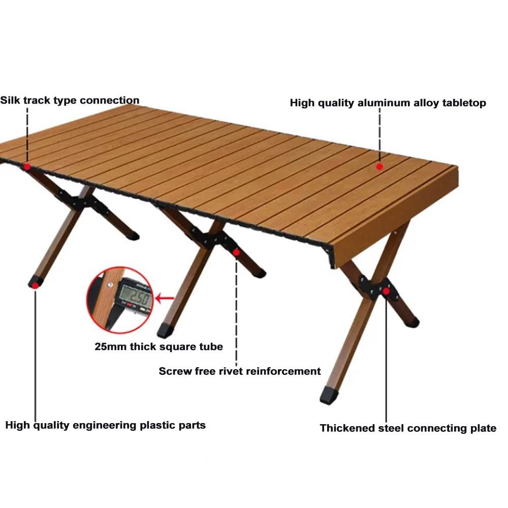 LLLKSX Portable Folding Camping Table - Ultralight Aluminum Outdoor Table for BBQ, Beach, Garden & Patio - Roll-Up Design (120x61x46cm) Ideal for Camping & Picnics