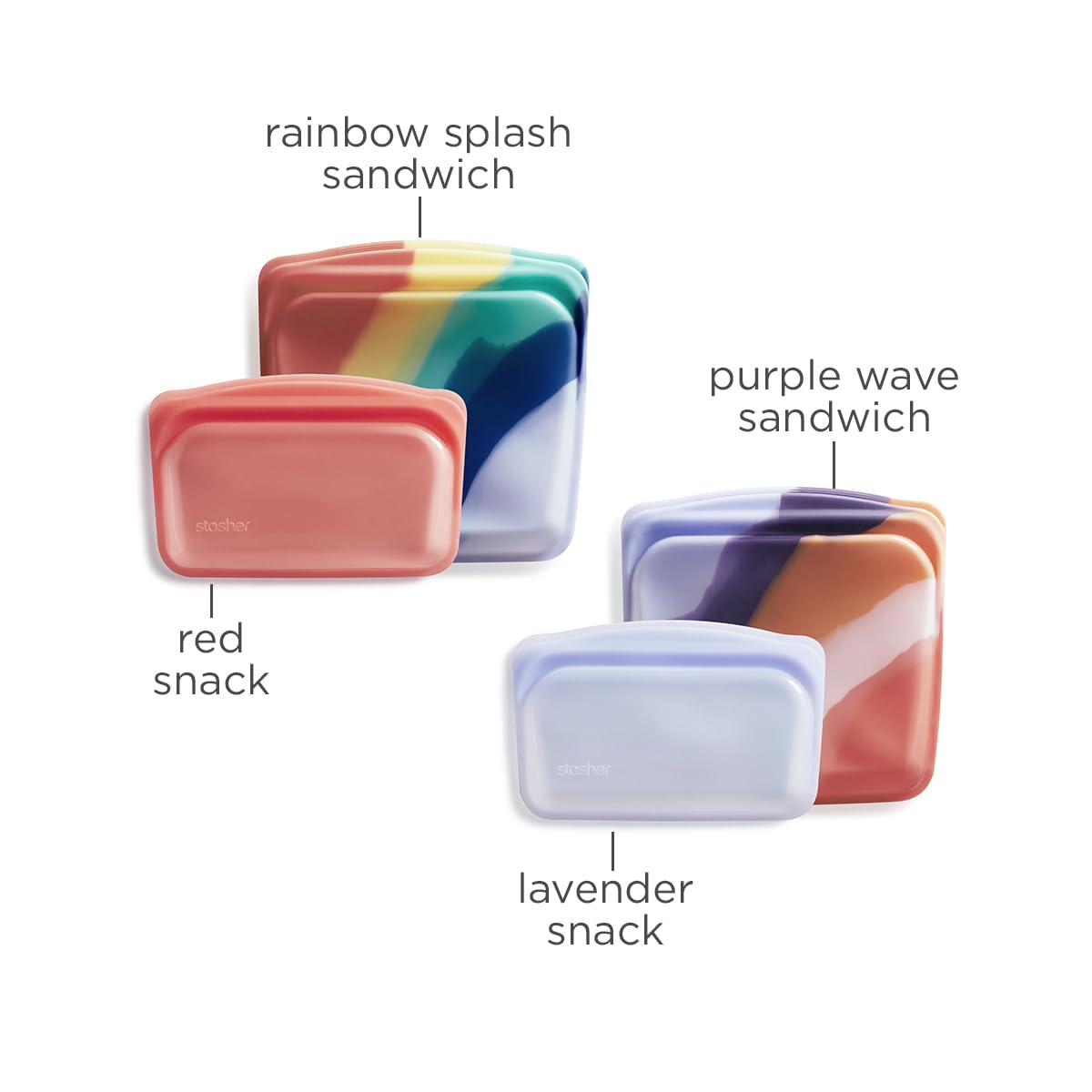 Stasher Premium Silicone Reusable Food Storage Bags, 2-Pack, Clear, Multi-Use Food Storage Bags, Lunch Bag, Travel Containers, BPA Free, Leak-free, Dishwasher-Safe, Eco-friendly