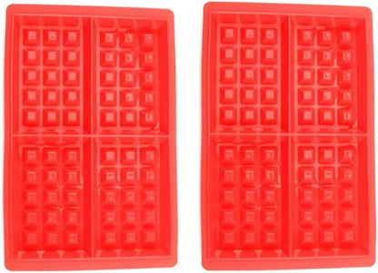 JKLcom Silicone Waffle Mold 4 Cavities Baking Tray for Waffle Cake Chocolate Craft Candy Soap, 2 Pack, Square