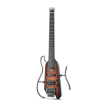 Donner HUSH X Electric Guitar Kit - Featherlight Headless Guitar, Great for Travel and Practice, Mahogany Solid Body with Easy Assemble Stands, Gig Bag, All Accessories, Sunburst