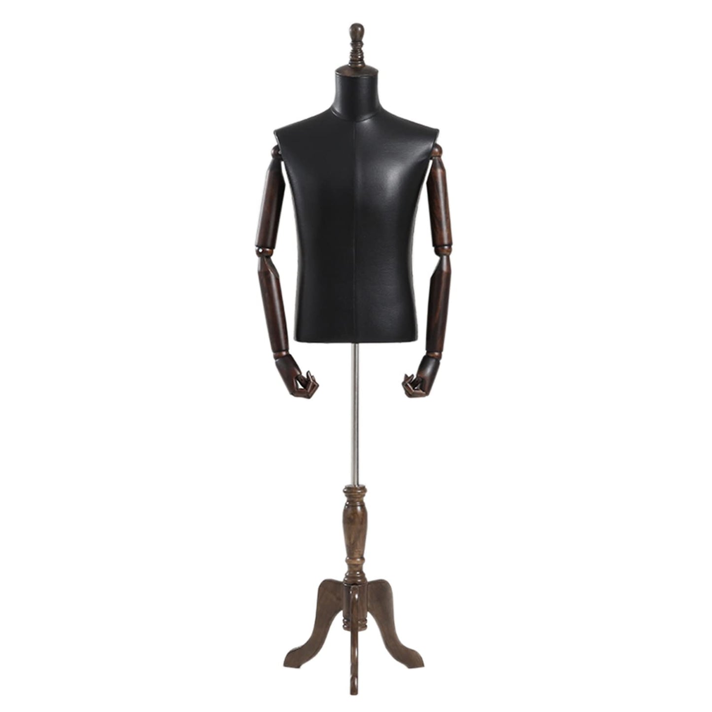 XYIANG Black Half Scale Manikin Premium Adjustable Clothing Forms Clothing Jewelry Display Mannequin Shows or Other Areas Dummy,Triangular Base-with Arms