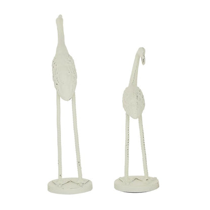 Deco 79 Metal Bird Decorative Sculpture Home Decor Statues, Set of 2 Accent Figurines 10", 12"H, White