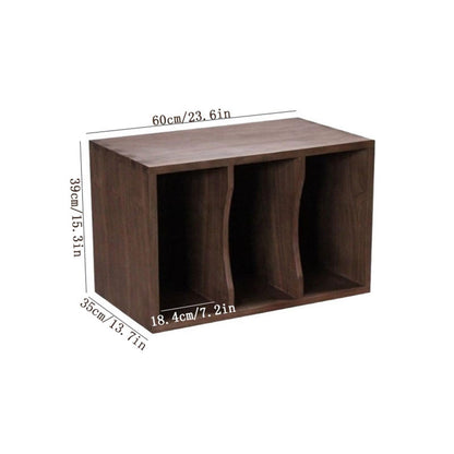 uP9sF2mD DVD Shelf Organizer Home Retro Wooden Vinyl Record Display Cabinet with Partition for LPs Books Magazines CD Storage Rack