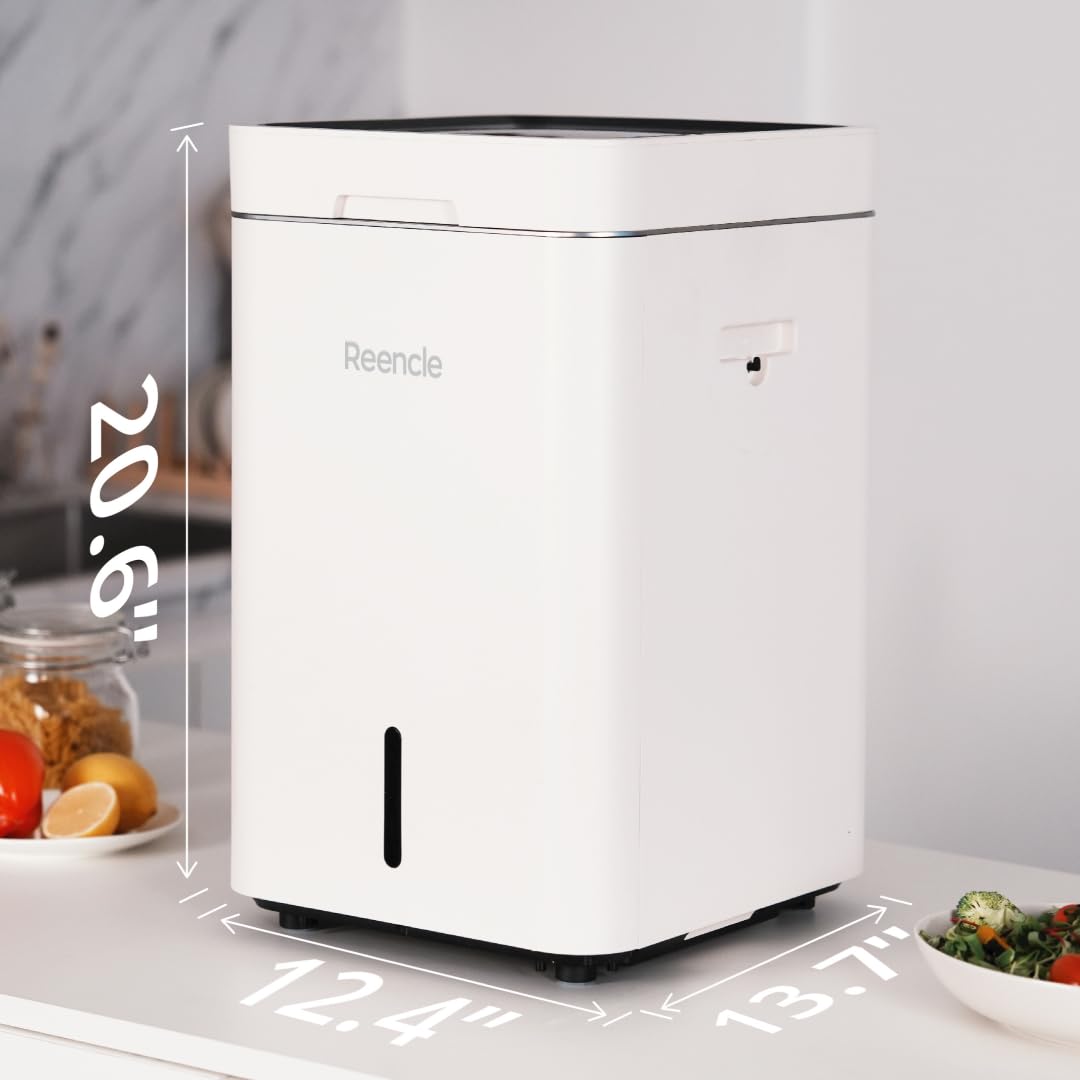 Reencle Gravity Electric Composter - 22L Kitchen Composter– Decomposes 3.3 lbs Daily, Odorless & Quiet Indoor Composting, Rapid Decomposition with All-New Compost Starter 2.0 + Booster Pack (Beige)