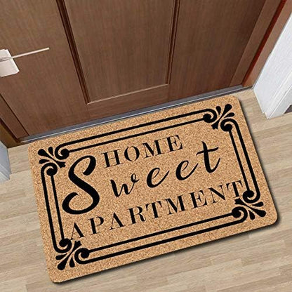 Welcome Mat Home Sweet Apartment Doormat, Anti-Slip Rubber Back, Novelty Gift Mats for Indoor Outdoor
