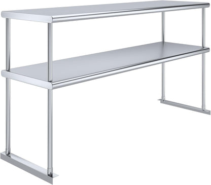 Express KitchQuip NSF Certified 18 Gauge Heavy Duty Stainless Steel Double overshelf with Brackets for Kitchens, Utility Rooms, Storage, Offices & Home