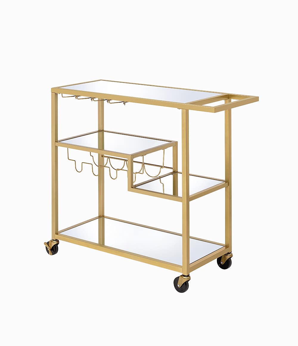 GOWE Adamsen Mirrored & Champagne Finish Serving Cart