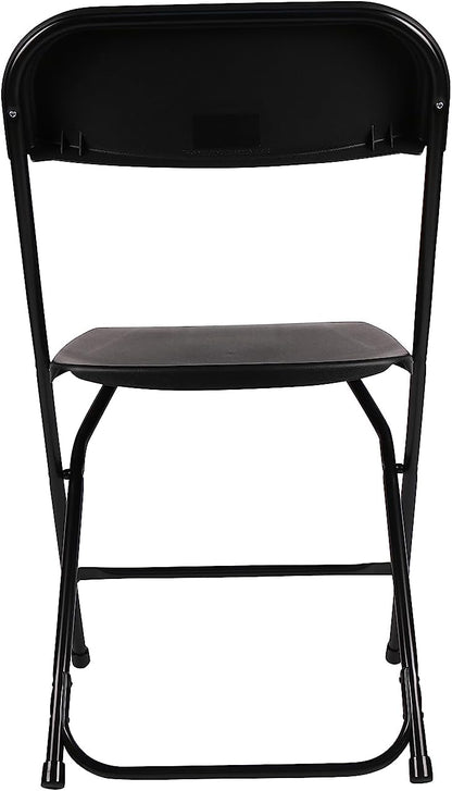 Commercial 650lb Set BTEXPERT Black Plastic Folding Chair Steel Frame High Weight Capacity Event Chair Lightweight