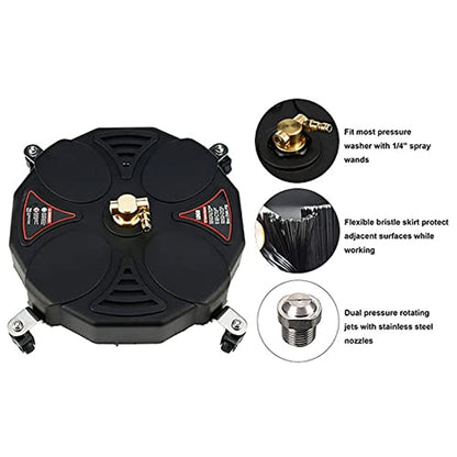 TRELVEX 13 Inch Surface Cleaner Pressure Washer Attachment with Wheels, with 2 Power Washer ExWands and 2 Replacement Nozzles, 3600 PSI