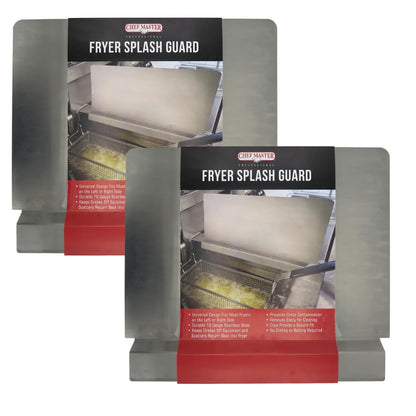 Chef Master Fryer Splash Guard (2-Pack) - 20.5 x 15 Inch, Stops Oil Splattering - Universal Fit 18-Gauge Stainless Steel Splatter Screen - Commercial Deep Fryer Protection - Oil Splatter Guard (90059)