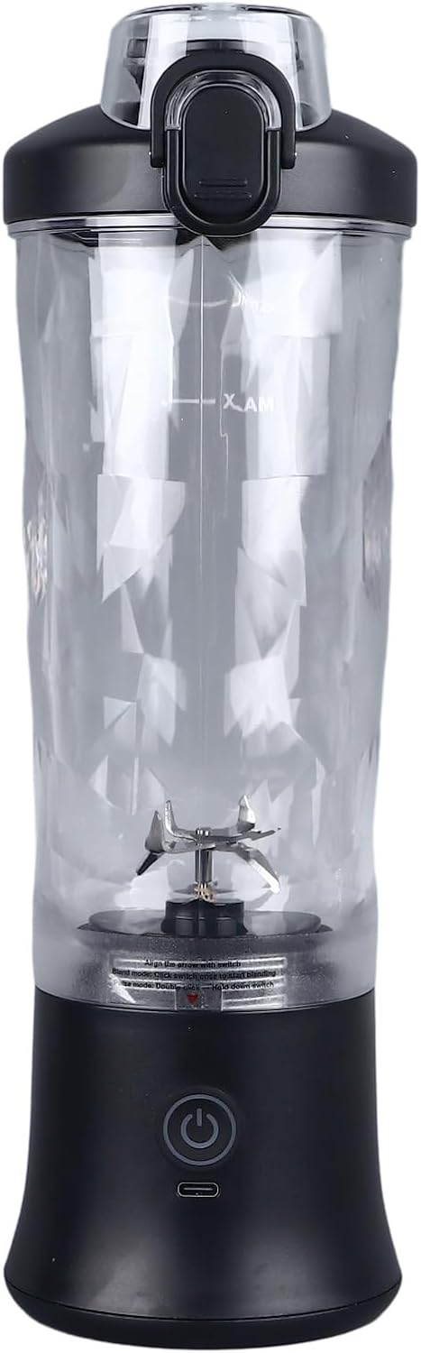 Portable Blender, 18000rpm 600ml Large Capacity Cordless Stainless Steel Blender with 6 Ultra Sharp Blades for Shakes