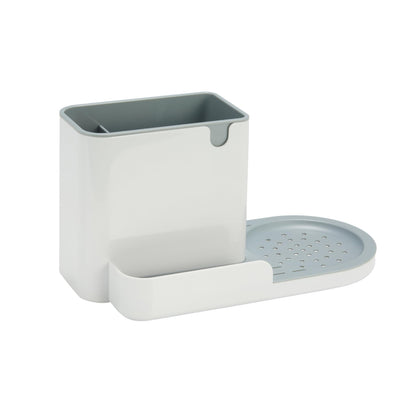Amazon Basics Kitchen Sink Caddy Organizer for Sponge and Brush Storage, Large, White