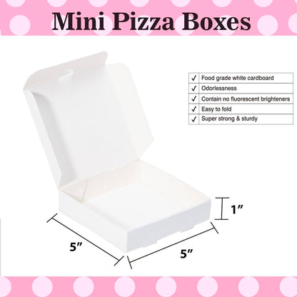 Huoshange 5 Inch Thin Mini Pizza Boxes,100 Pack Small White Pizza Boxes for Cookie,Mini Pies, Party Favors and Crafts(5x5x1 Inches)