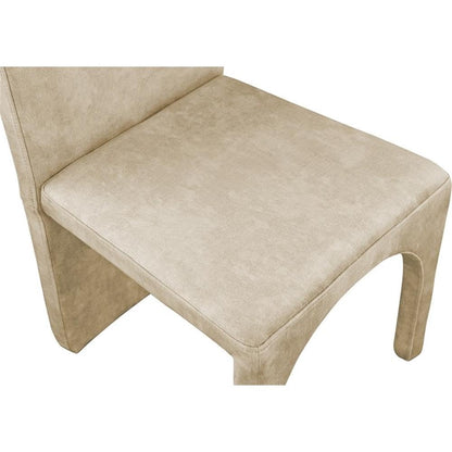 Meridian Furniture 803Beige-SC Summer Collection Modern | Contemporary Velvet Upholstered Dining Side Chair with Steel Frame, 18.5" W x 22.5" D x 35.5" H, Beige, Set of 2
