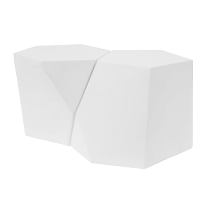 Christopher Knight Home Skyles Coffee Table Set of 2, Geometric Lightweight Concrete Patio End Table, Contemporary Home Decor, Flexible Indoor Outdoor Coffee Tables, No Assembly Required, White