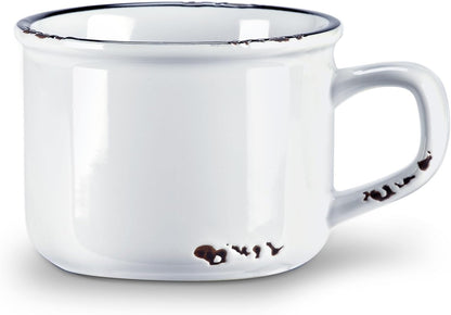 Abbott Collection Enamel Look Stoneware Cappuccino Mug, 27-ENAMEL/CAP WHT, White