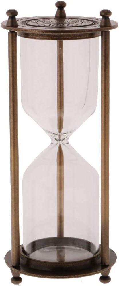 Retro Metal Sandglass Hourglass Sand Timer Without Sand for Home Office Decoration (Bronze - L)