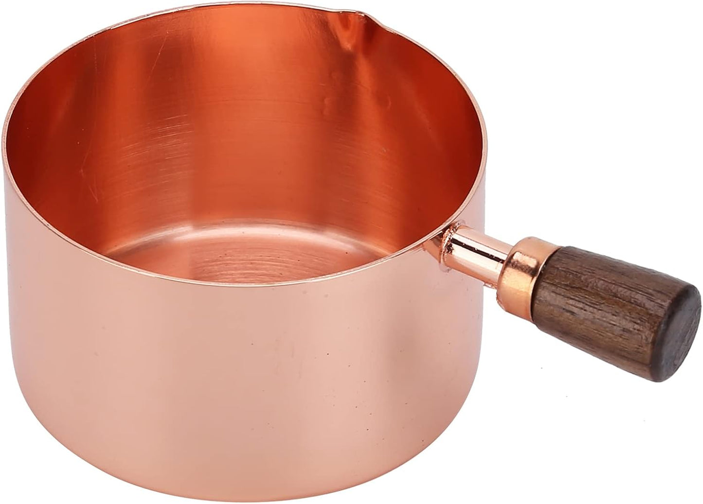 Sauce Pan with Wooden Handle, Rose Gold Stainless Steel Cooking Pot, 1.3 Cup Capacity