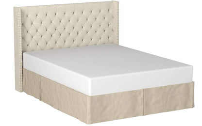 Madison Park Amelia Upholstered Headboard | Nail Head Trim Wingback Button Tufted | Queen, Cream