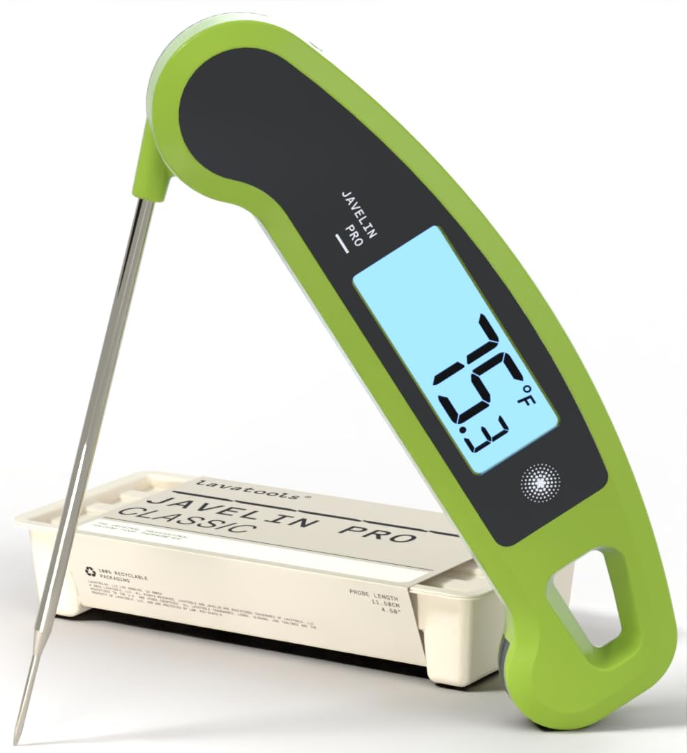 Lavatools Javelin® PRO Classic Ultra-Fast 2-Second Professional Digital Instant Read Meat Thermometer for Grill and Cooking, Auto-Rotating Backlit Display, IP65 Water Resistant, NSF Certified – Wasabi