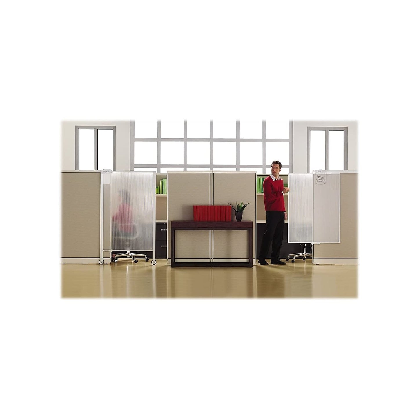 Quartet Privacy Screen, 64" x 38" Translucent Portable Wall Divider, Adjustable Height, Sturdy Aluminum Frame on Wheels, Includes Attachable White Board (WPS2000)