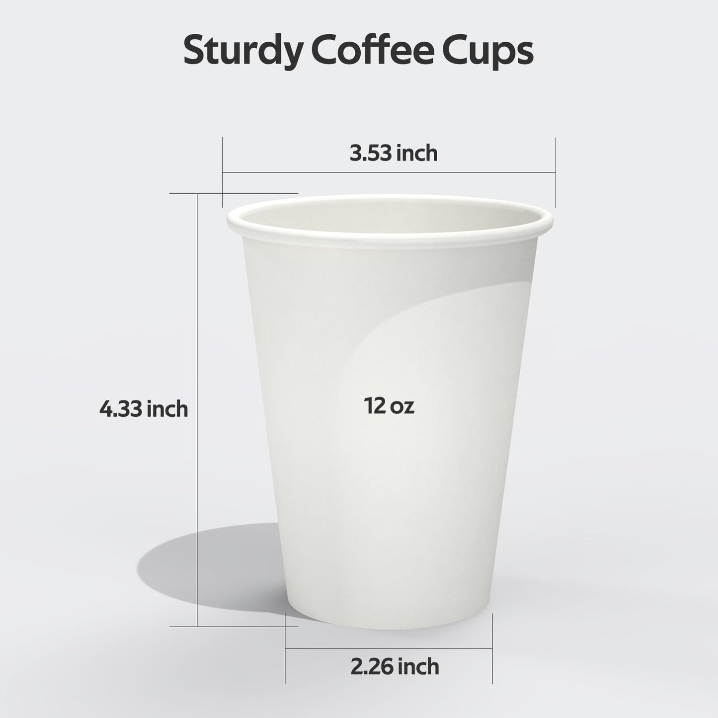 Dealusy 360 Count 12 oz Coffee Cups, Leak-Free Food Safe Paper Cups 12 oz, Disposable 12oz White Paper Cups for Cold and Hot Drinks