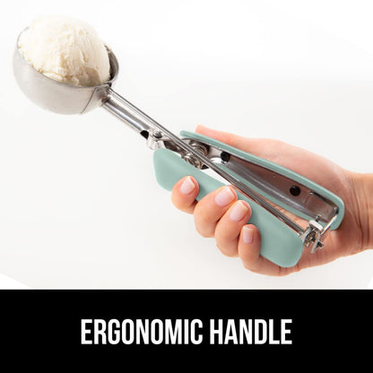 GORILLA GRIP BPA-Free 304 Stainless Steel Cookie Scoop, 1 TBSP Scooper #60, Soft Grip Handle, Easy Food Release, Create Even Portions, Multipurpose Kitchen Melon Baller, Meatball Spring Scoops, Mint