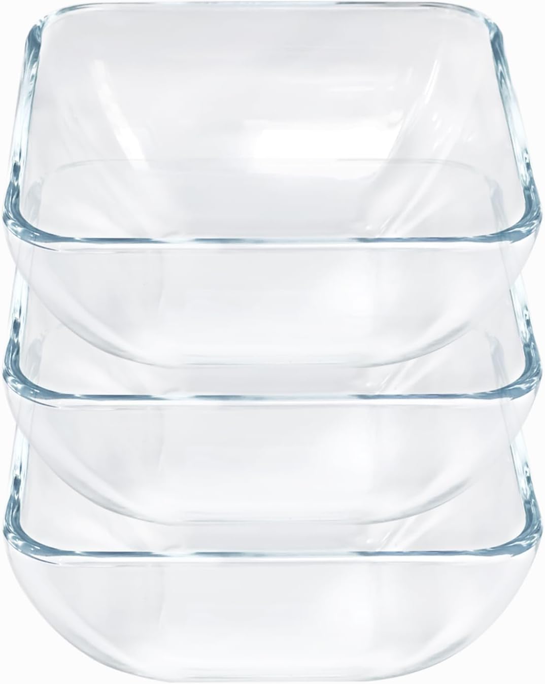 Small 5 Inch Square Tempered Glass Salad Bowls Set, 15 oz Serving Bowls, Set of 3