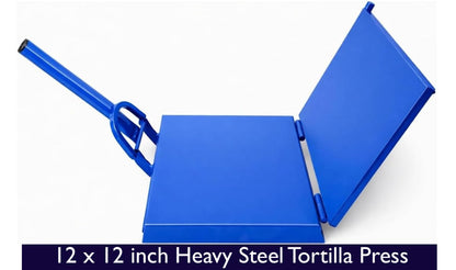 12" Commercial Steel Tortilla Press-Heavy Duty-Mexican Style Tortilla Maker-Blue