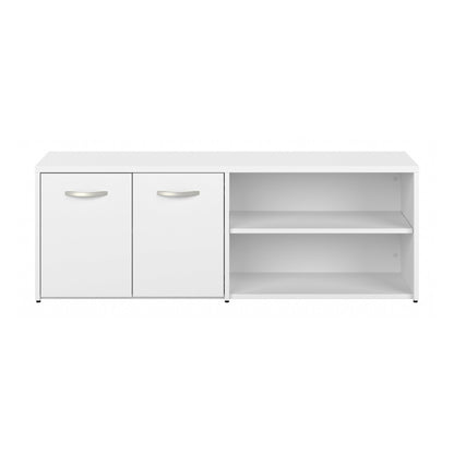 Bush Business Furniture Studio C Low Storage Cabinet with Doors and Shelves in White, Office Organizer for Workspace, Compact Unit