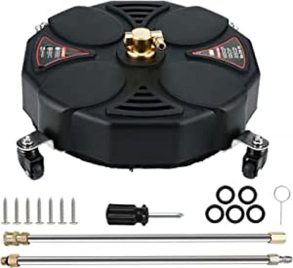 TRELVEX 13 Inch Surface Cleaner Pressure Washer Attachment with Wheels, with 2 Power Washer ExWands and 2 Replacement Nozzles, 3600 PSI
