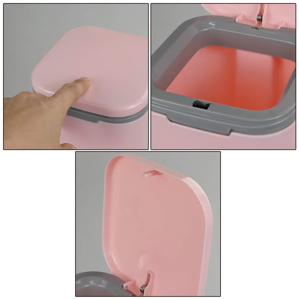1/2 Gallon Tiny Countertop Trash Can, Push-Button, Pink