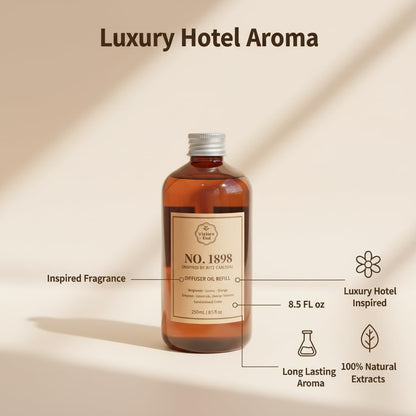 Luxury Hotel Scent Reed Diffuser Oil Refill(8.5 FL oz) | No.1898 Hotel Collection Diffuser Oil Inspired by Ritz Carlton for Home&Office| Long-Lasting for Machine, Room Spray, Air Freshener, HVAC