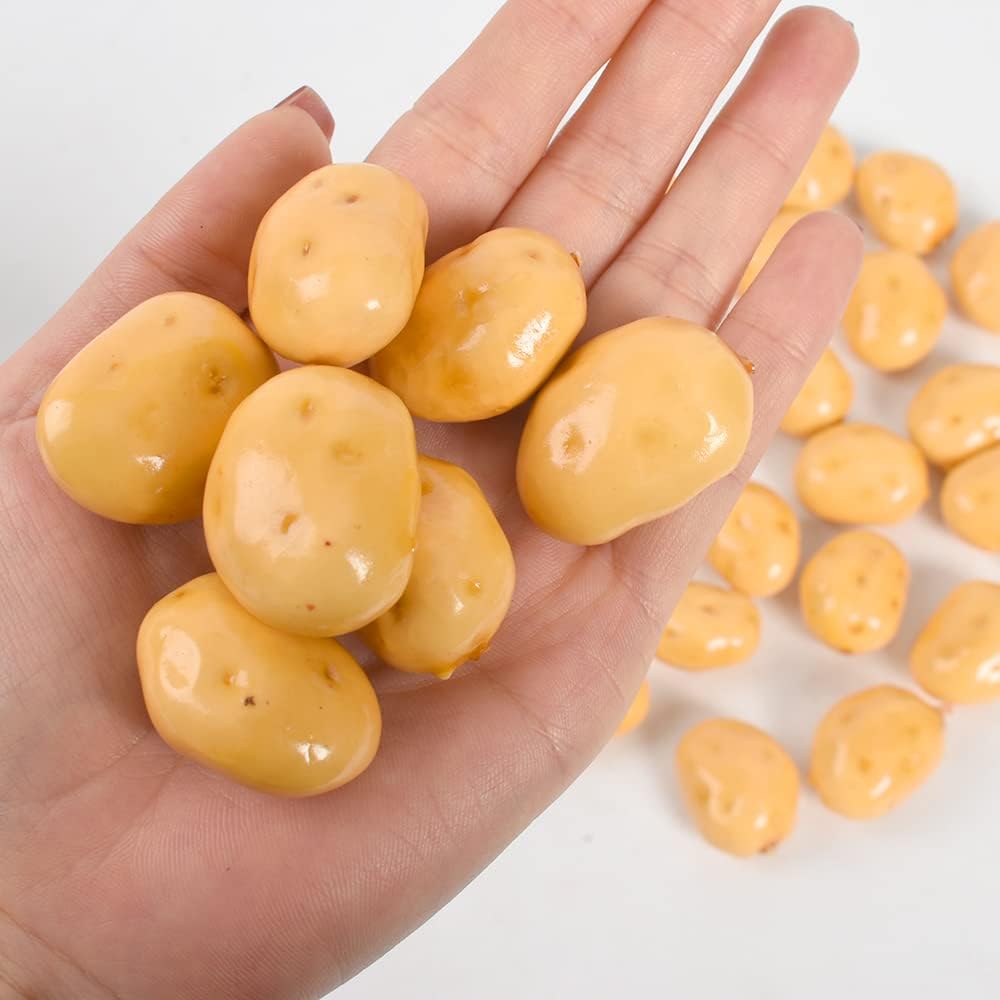 40PCS 3.5cm HUIANER Mini Artificial Potatoes, Fake Potatoes Simulation Mini Vegetable for Home Kitchen Photography