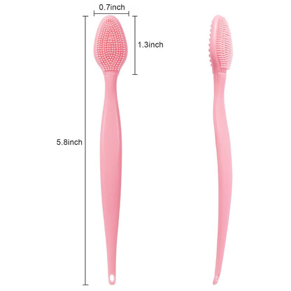 Silicone Facial Cleansing Brush 3 Pack, Beomeen 4 in 1 Handheld Face Scrubber for Deep Gentle Exfoliating, Double-Ended Face Wash Scrub Brush for Face Skincare and Massage (Green)
