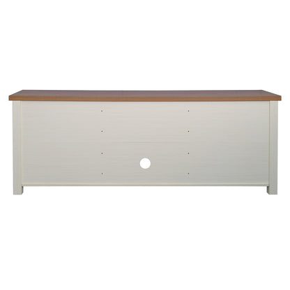 Flash Furniture Kilead Farmhouse TV Stand for up to 80" TVs-65 Engineered Wood Media Console with Open Storage, 65", Walnut Top/White Frame