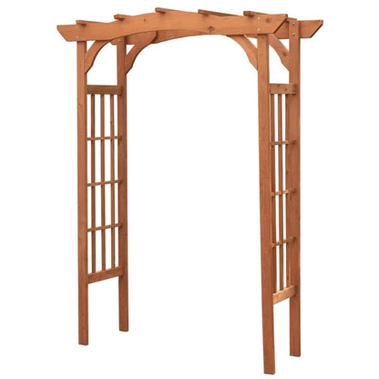 Pemberly Row Wood Lattice Design Arbor, Medium Brown Finish, 80" H x 60" W x 24" D, Durable Wooden Construction with Protective Coating, Garden Entryway or Decorative Outdoor Centerpiece for Climbing