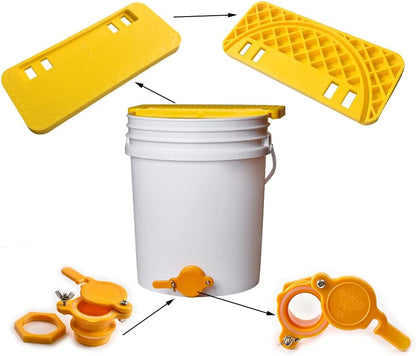 5 10pcs Set Gallon Plastic Honey Bucket Kit - Honey Harvesting Tool with Gate Valve, Filter & Beekeeping Supplies |