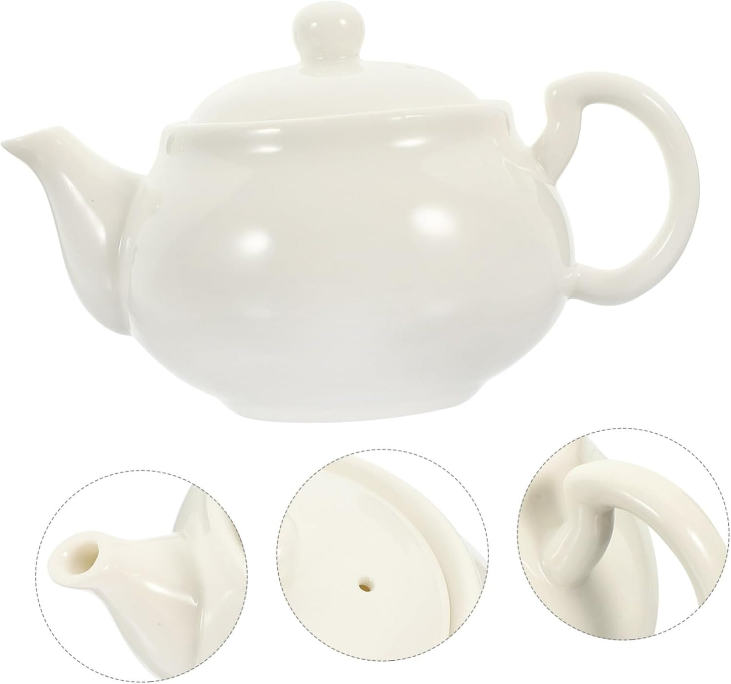 White Ceramic Tea Cups, Teapot, Kettle, Bone China Tea Set, Porcelain, 600ml, 20oz