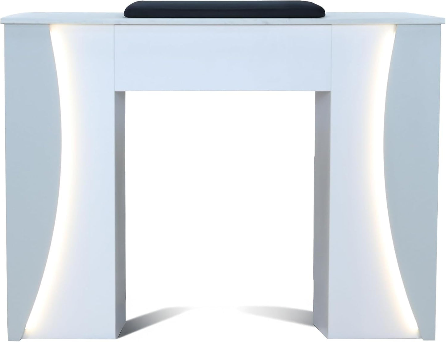 Venus Manicure Table Fan and Chair Set – Modern LED Nail Station Desk with Technician & Customer Chair, Ergonomic Design, Black & White Finish (Grey, Capuchino)